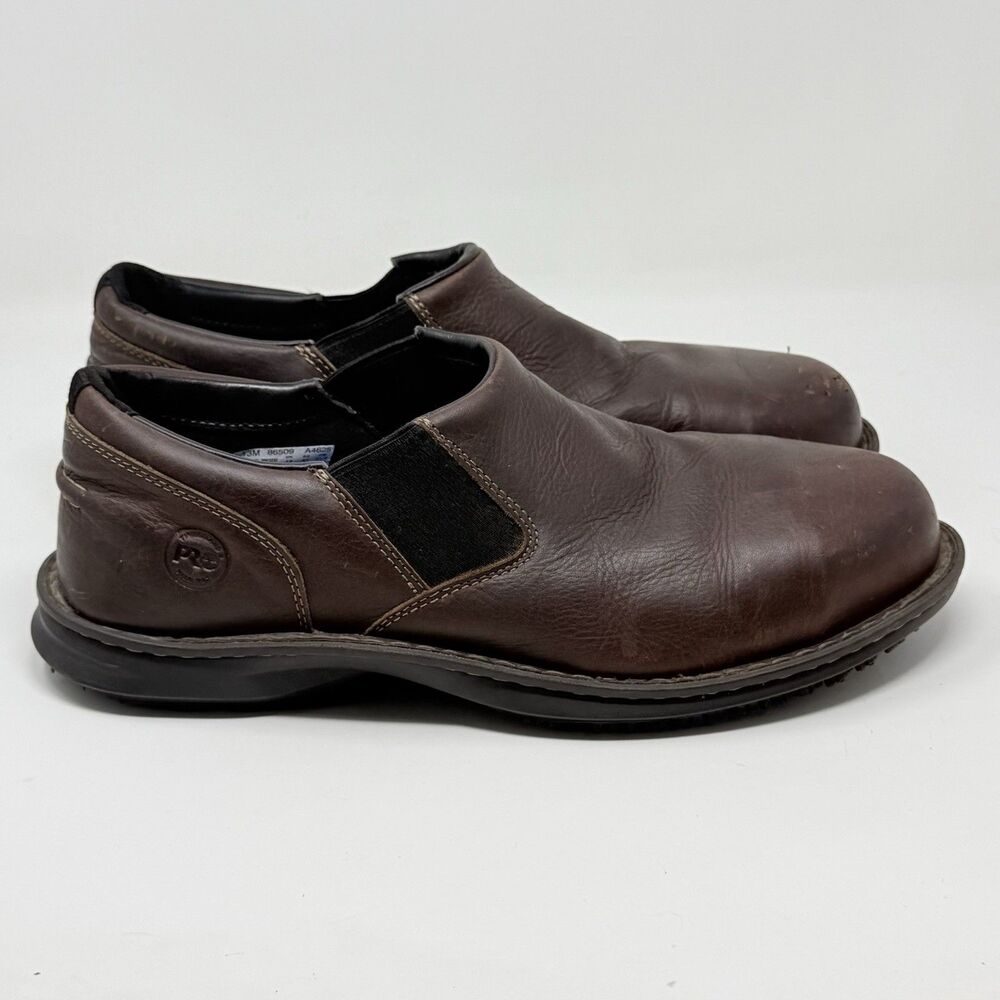 Timberland Pro Gladstone Steel Toe Work Shoes Mens 13 M Brown Leather Slip On